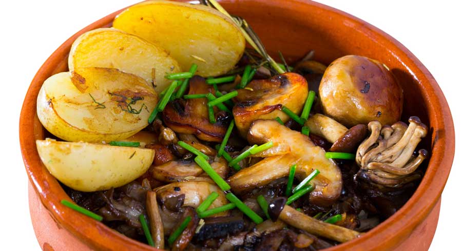 Recipe for Potato, Spinach & Wild Mushroom Ragout