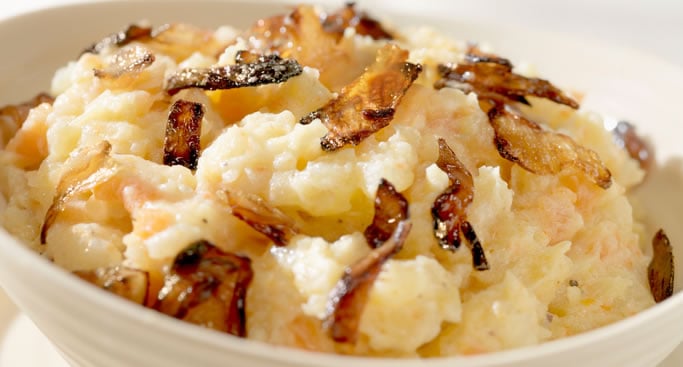 Mashed Potatoes & Turnips with Caramelized Onions