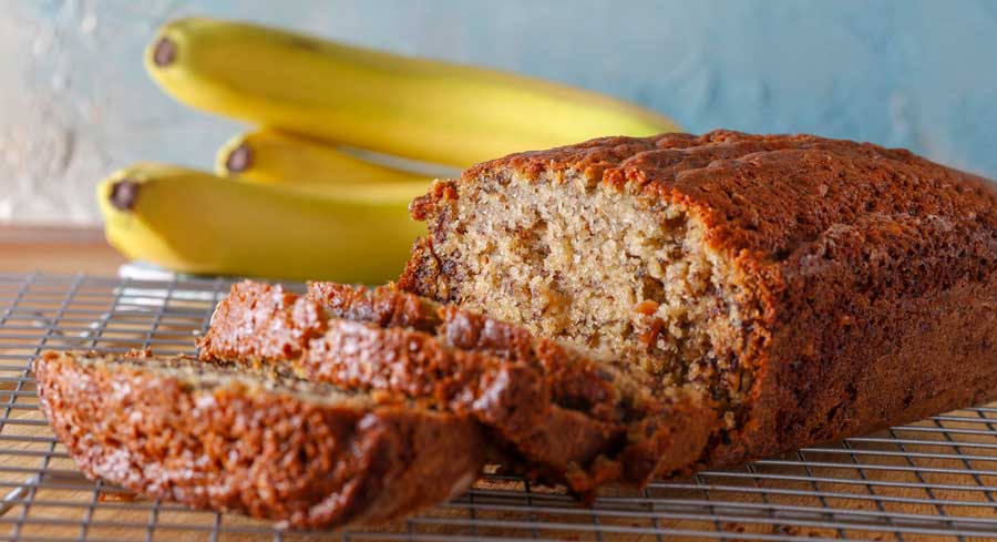 Healthy Banana Bread with no added sugar, salt or fat.