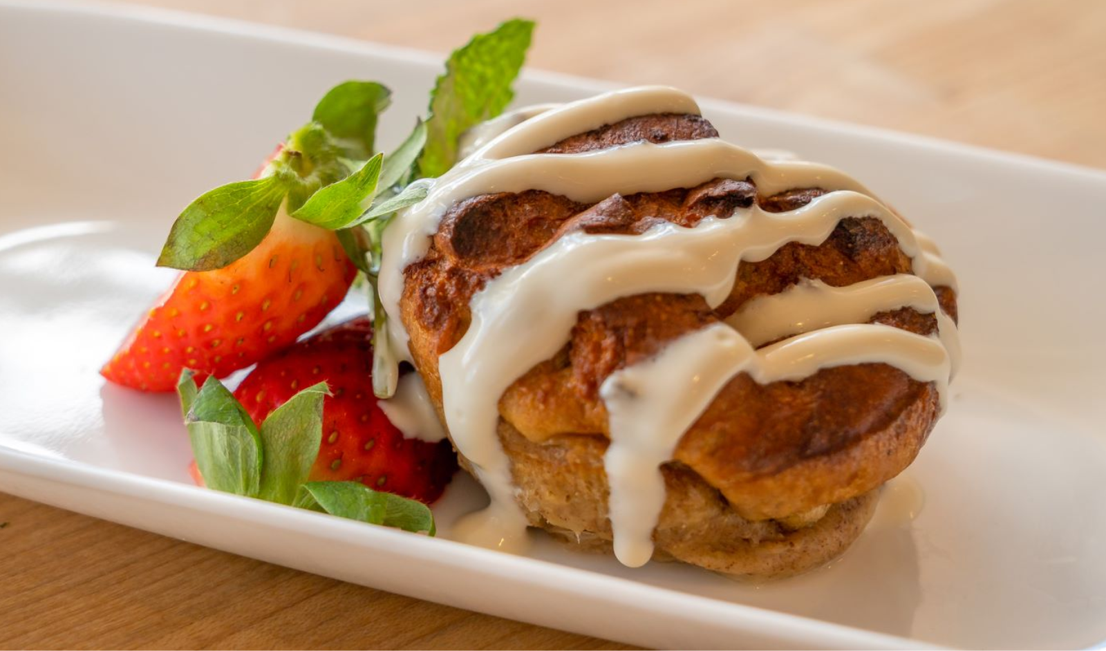 Warm bread pudding with maple cream