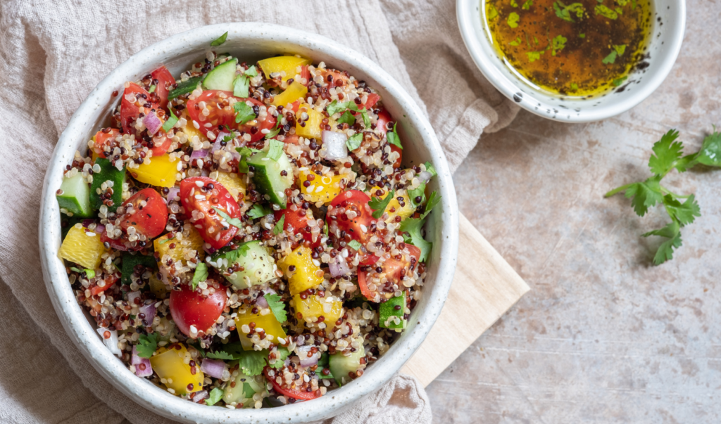 quinoa salad and zesty dressing