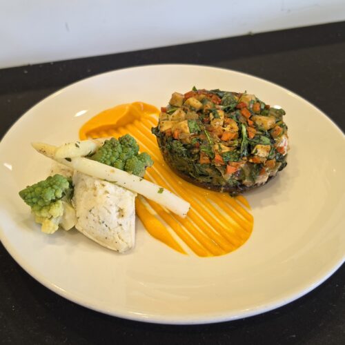 Try these spinach and silken tofu stuffed portabella mushrooms—a flavorful, plant-forward Pritikin recipe packed with vegetables and savory herbs.