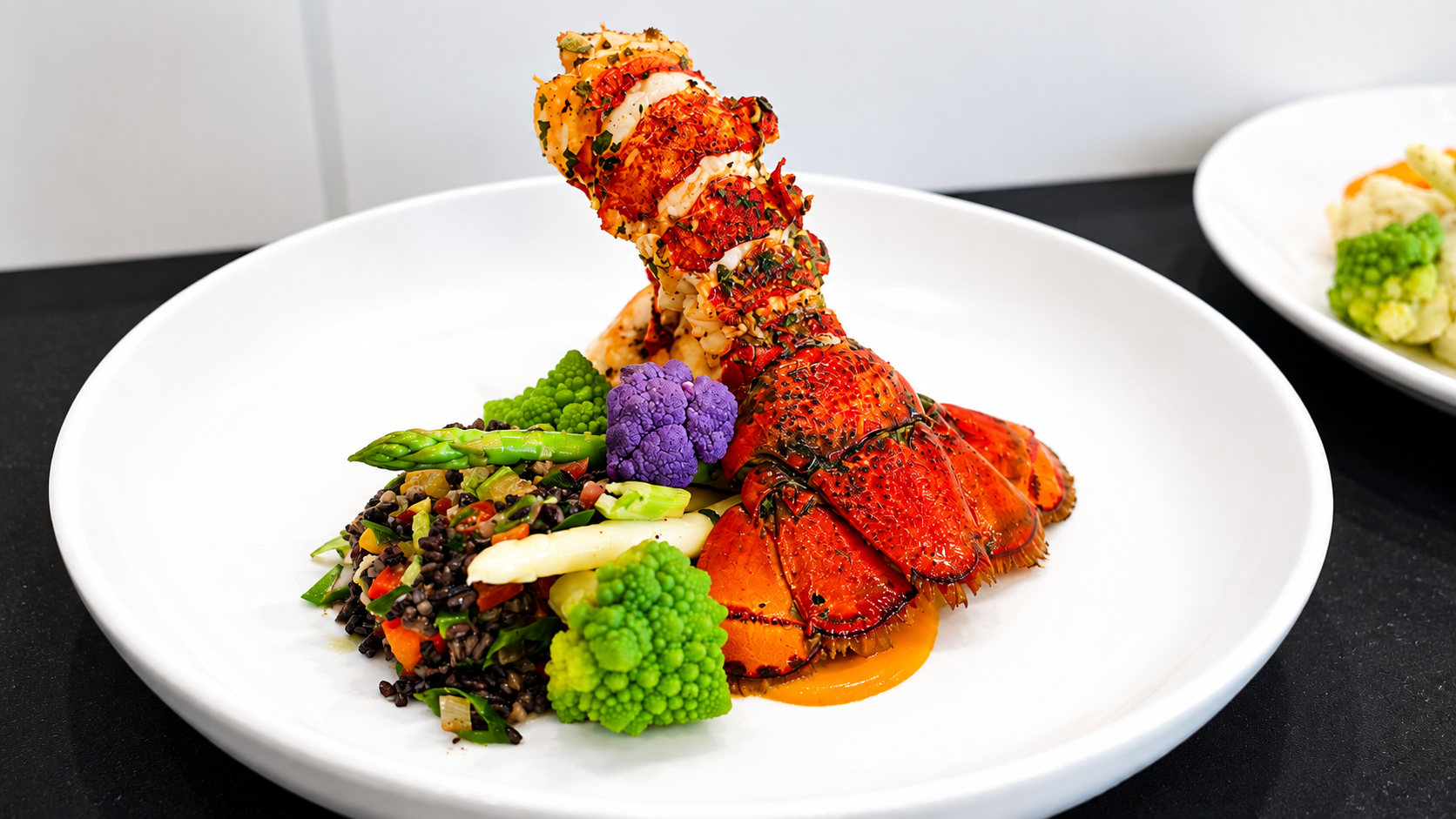 Sweet, tender Florida lobster gets a Pritikin twist with a smoky char and a bold truffle-chili glaze.