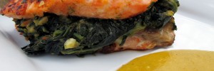 Spinach-Stuffed Salmon with Mango Sauce