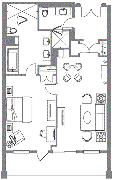 Floor Plan for Spa Premier King Suite at the Pritikin Weight Loss Resort
