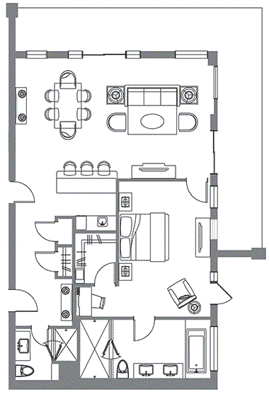 Floor Plan for Spa Grand Suite at the Pritikin Weight Loss Resort at Trump National Doral