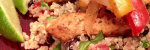 Fajita Chicken over Black Bean and Lime Quinoa