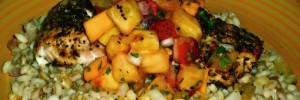 Lemon Pepper Salmon with Citrus Multigrain Pilaf & Tropical Salsa recipe