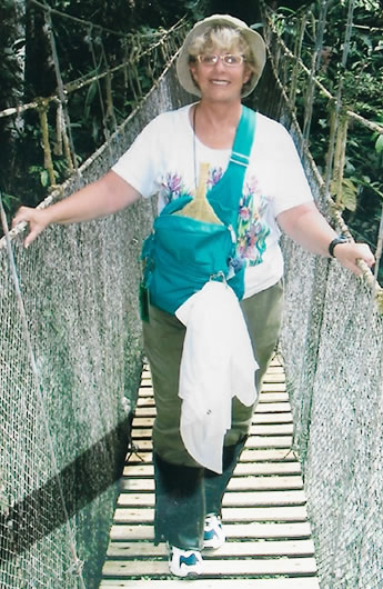 Cindy in the Amazon jungle before her journey at Pritikin.