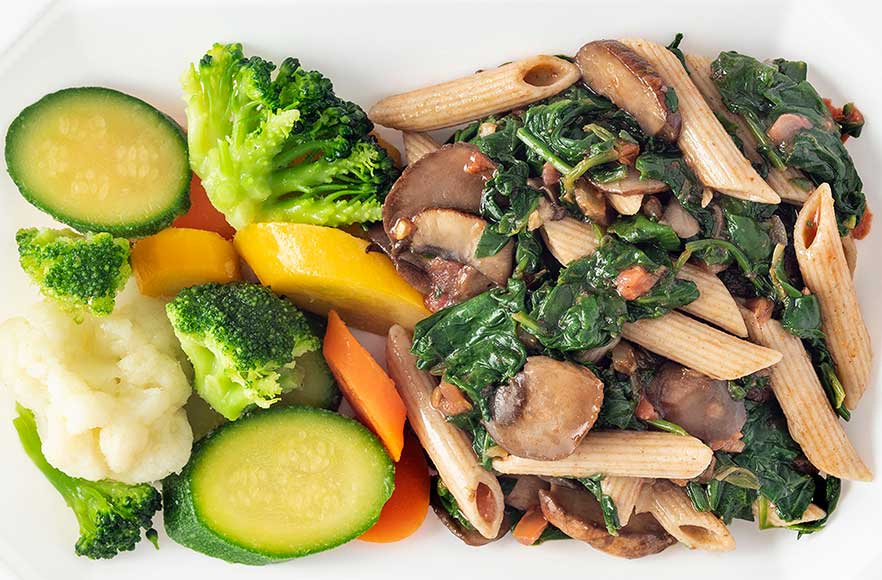 Pritikin Meal Plan: Mushroom & Spinach Pasta Dinner